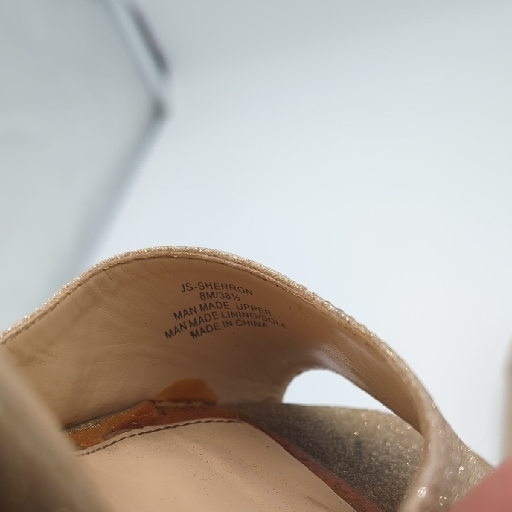 Jessica Simpson Gold Glitter Block Heel Sandals - Picture 13 of 13